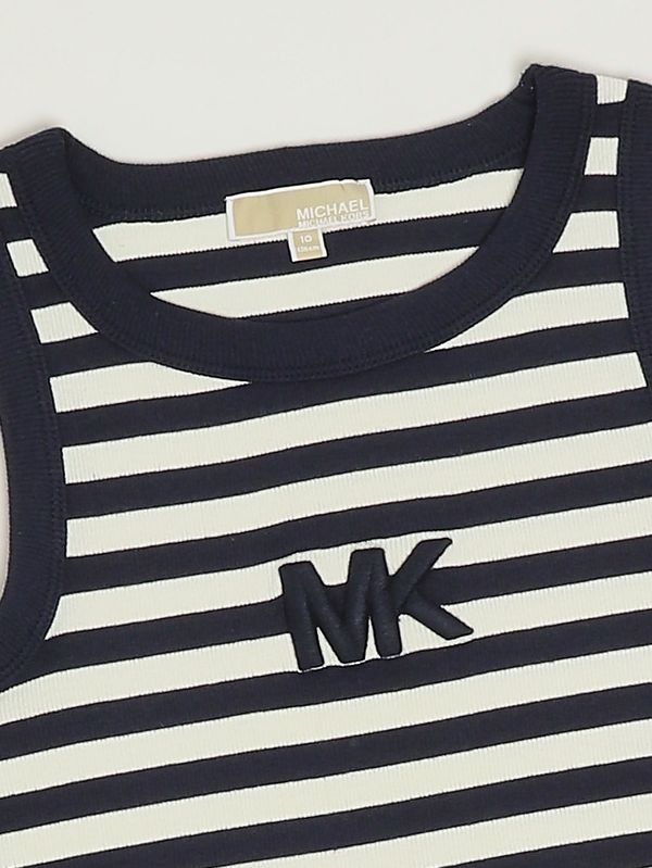 3. Top de niña de algodón elástico Líneas blancas y azules Michael Kors r30609