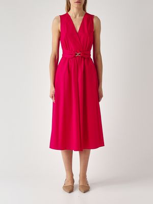 1. Damenkleid aus Stretch-Baumwolle Lippenstiftrot