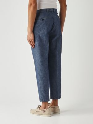 4. Pantalone uomo PortobelloD in denim di cotone Blu Navy