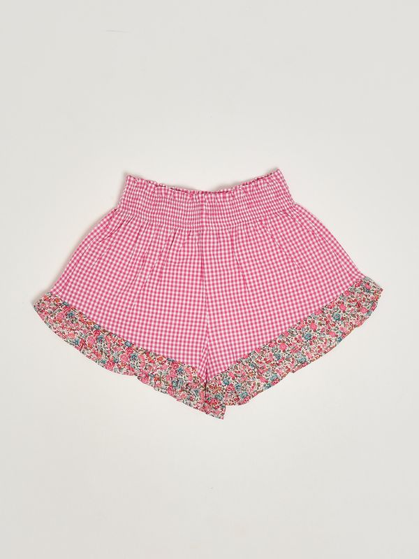 1. Girls' cotton shorts Fuchsia Gingham Pesciolino Rosso sho07