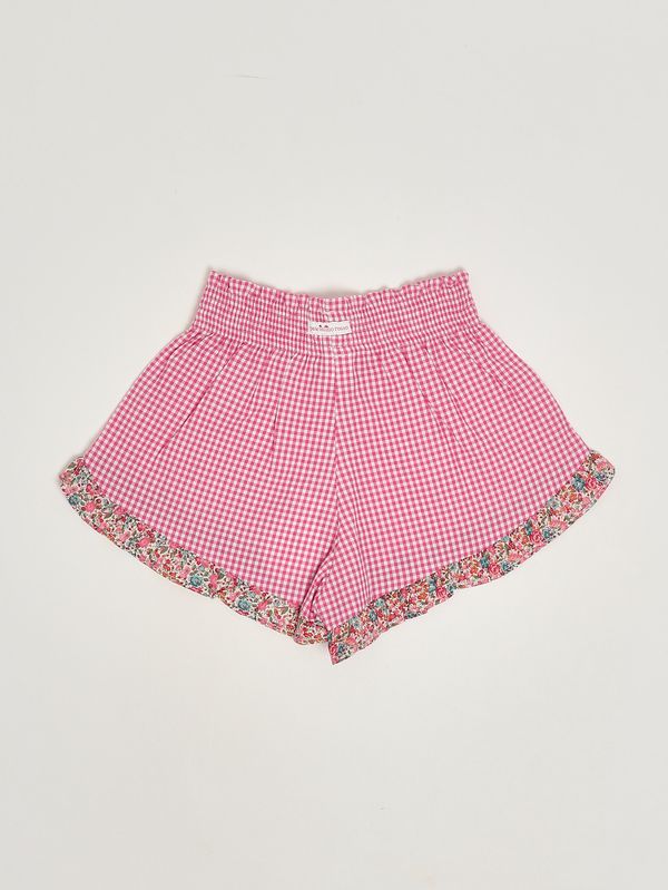 2. Girls' cotton shorts Fuchsia Gingham Pesciolino Rosso sho07