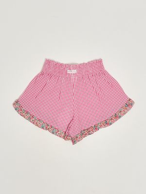 2. Girls' cotton shorts Fuchsia Gingham
