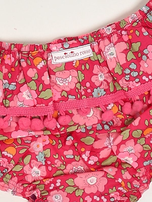 3. Couvre-couche en coton pour bébé fille Liberty Fuchsia Pesciolino Rosso n02-pon pon