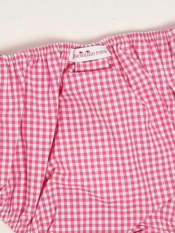 3. Couvre-couche en coton pour bébé fille Vichy fuchsia Pesciolino Rosso n04-patch