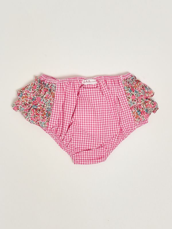 2. Couvre-couche en coton pour bébé fille Vichy fuchsia Pesciolino Rosso n04-patch