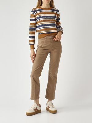 2. Damenhose aus Stretch-Baumwolle Nussbaum