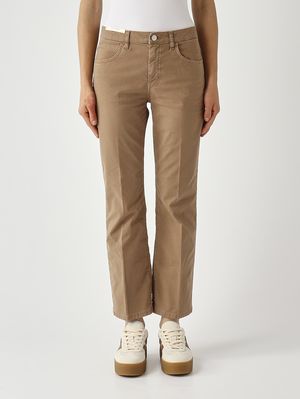 1. Damenhose aus Stretch-Baumwolle Nussbaum