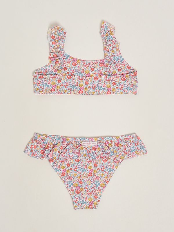 2. Bikini bambina in tessuto stretch Liberty Giallo Pesciolino Rosso bkk-10