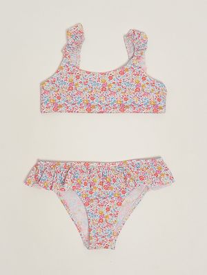 1. Bikini bambina in tessuto stretch Liberty Giallo
