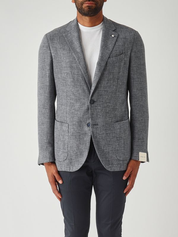 1. Men's wool and linen blend blazer Bluish-blue L.B.M. 1911 288765167