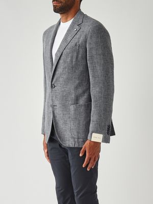 3. Men's wool and linen blend blazer Bluish-blue