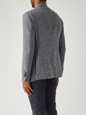 4. Men's wool and linen blend blazer Bluish-blue