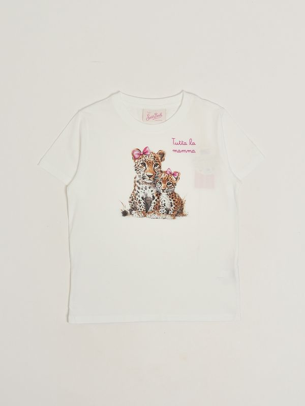 Elly girls' cotton T-shirt Leopard 01n Emb MC2 Saint Barth