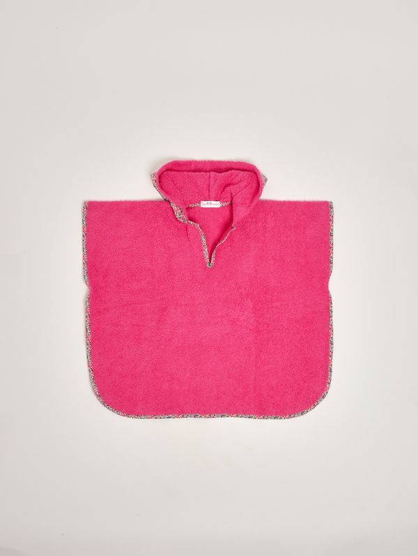 1. Cotton terry poncho for girls Fuchsia Pesciolino Rosso pch