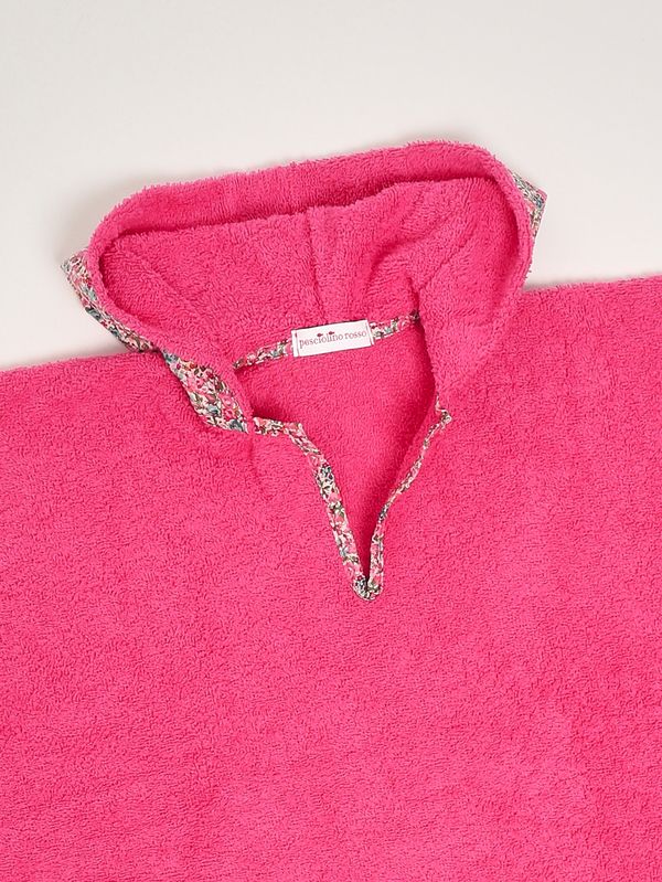 3. Cotton terry poncho for girls Fuchsia Pesciolino Rosso pch