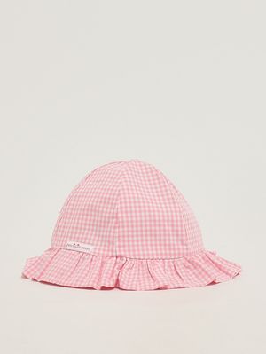 2. Gorro de algodón para recién nacido Vichy rosa