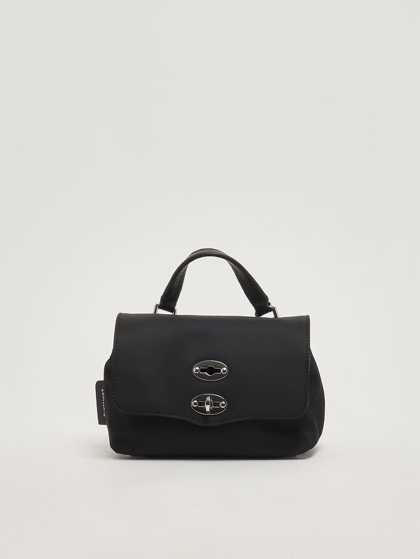 Women's Postina Baby Rimboccata Tokyo bag in nylon and leather Belgian Black Zanellato