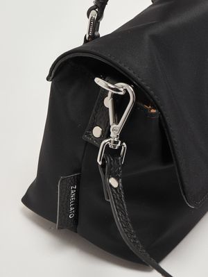 5. Women's Postina Baby Rimboccata Tokyo bag in nylon and leather Belgian Black
