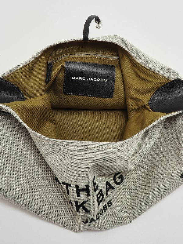 4. Women's The Belted Sack Bag in cotton Ivory-Black Marc Jacobs 2shsh003h02