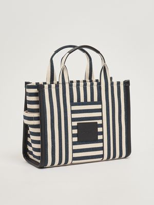 3. Damentasche The Tote Bag Medium aus Baumwollmischgewebe Creme-Blau Marine