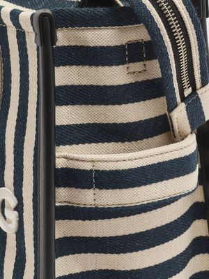 6. Damentasche The Tote Bag Medium aus Baumwollmischgewebe Creme-Blau Marine