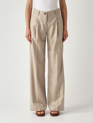 1. Damenhose Regine aus einer Woll-Seiden-Mischung Sand