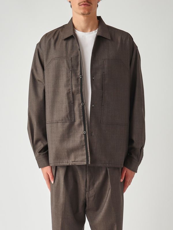Sobrecamisa Benito para hombre en lana elástica Chocolate Nine in the morning