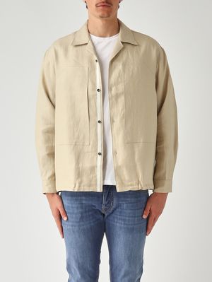 1. Herren-Overshirt Benito aus Leinen Elfenbein-Beige