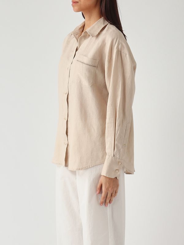 3. Cristal Pocket women's linen shirt Linen Sb Holed 11 Emb MC2 Saint Barth cys0002