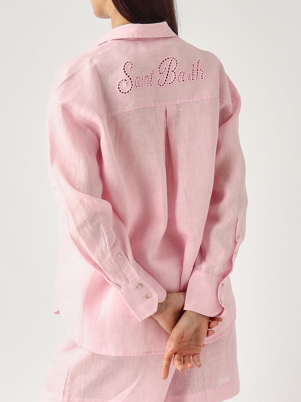 5. Cristal Pocket women's linen shirt Linen Sb Holed 20 Emb MC2 Saint Barth cys0002