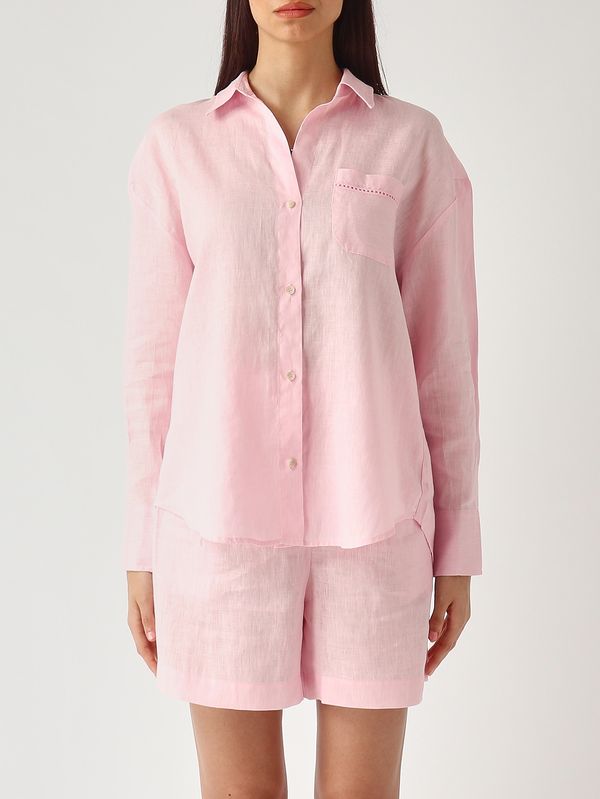 1. Cristal Pocket women's linen shirt Linen Sb Holed 20 Emb MC2 Saint Barth cys0002