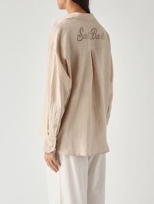 4. Cristal Pocket women's linen shirt Linen Sb Holed 11 Emb