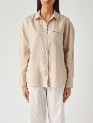 1. Cristal Pocket women's linen shirt Linen Sb Holed 11 Emb