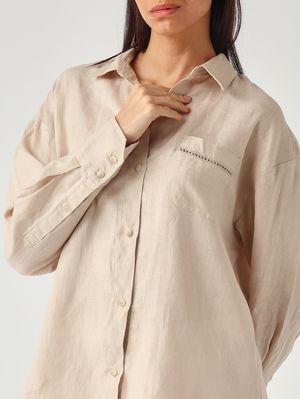 5. Cristal Pocket women's linen shirt Linen Sb Holed 11 Emb