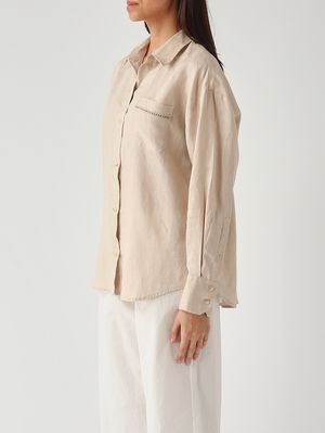 3. Cristal Pocket women's linen shirt Linen Sb Holed 11 Emb