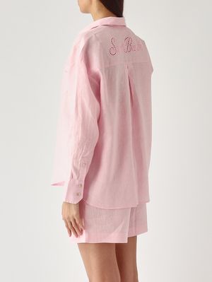 4. Cristal Pocket women's linen shirt Linen Sb Holed 20 Emb