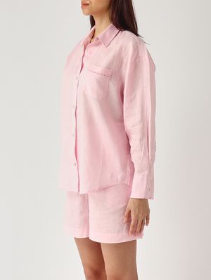 3. Cristal Pocket women's linen shirt Linen Sb Holed 20 Emb