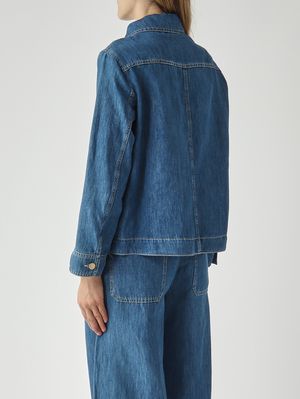 4. Veste Galante pour femme en coton et lin. Denim moyen