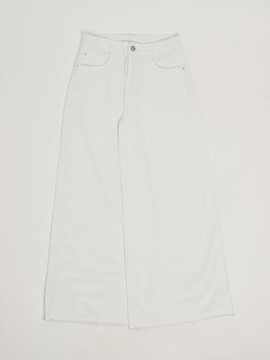 1. Mädchenhose aus Stretch-Baumwolle Weiß