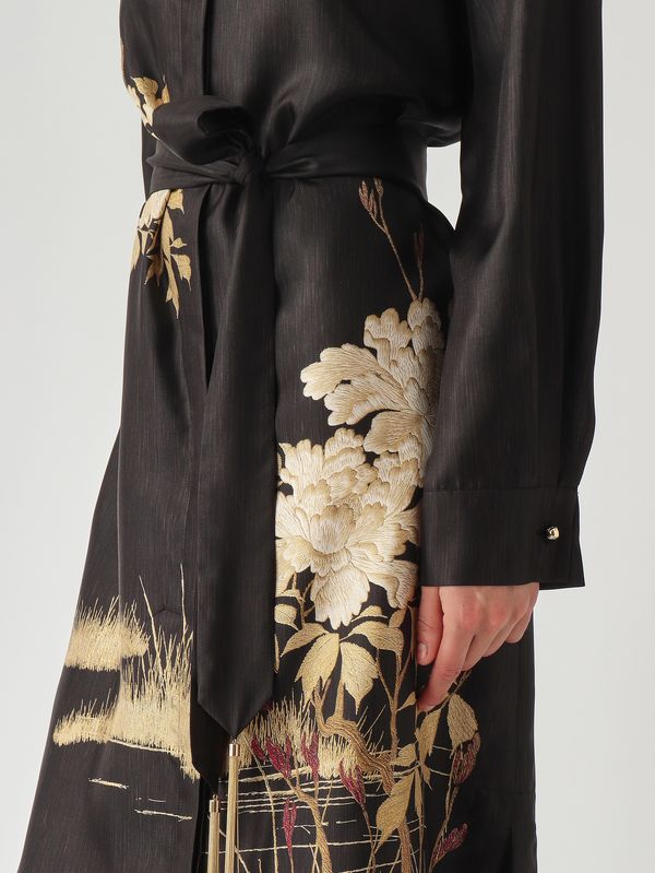 5. Robe Falange en soie pour femme Noir-Beige Max Mara Studio 2616221074600