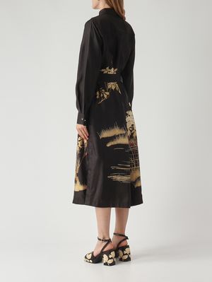 4. Robe Falange en soie pour femme Noir-Beige