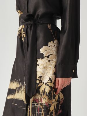 5. Robe Falange en soie pour femme Noir-Beige