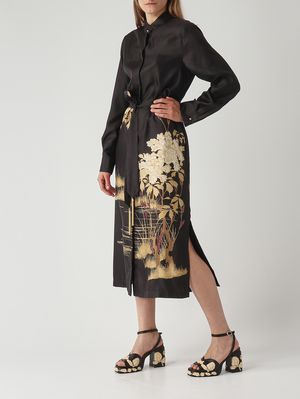 2. Robe Falange en soie pour femme Noir-Beige