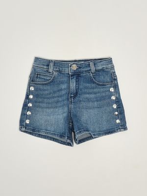 1. Girls' stretch cotton shorts Medium Denim