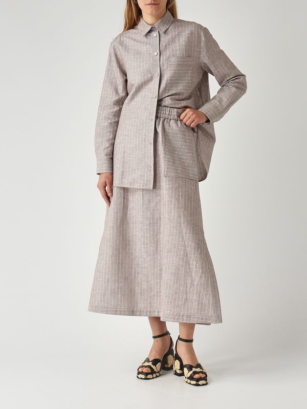 2. Falda Sumero para mujer de lino y algodón. Gris beige MM Max Mara 2616101018600