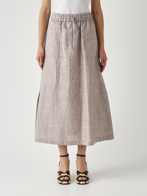 1. Falda Sumero para mujer de lino y algodón. Gris beige