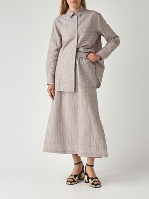 2. Falda Sumero para mujer de lino y algodón. Gris beige