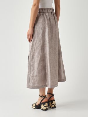 4. Falda Sumero para mujer de lino y algodón. Gris beige