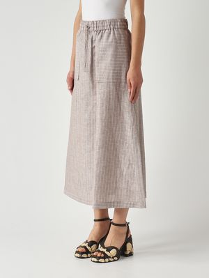 3. Falda Sumero para mujer de lino y algodón. Gris beige
