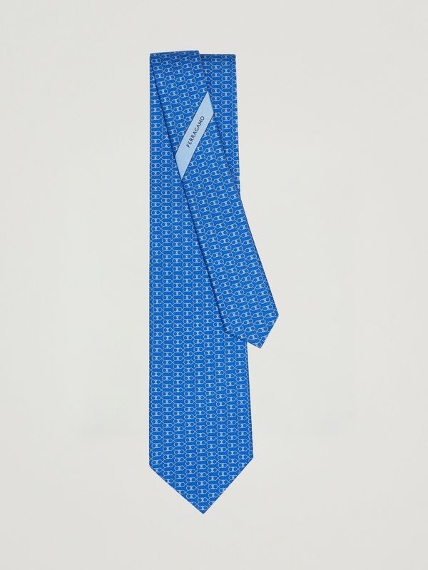 2. Cravatta uomo Tetris in seta Azzurro Ferragamo 350950